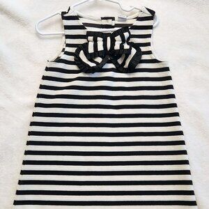 Janie and Jack - Size 3 Girls - Black and White Stripped Dress with Bow